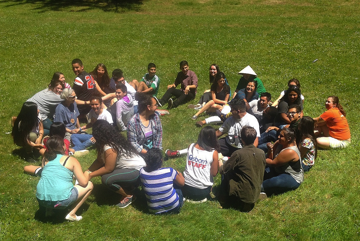 Students discussion outdoors